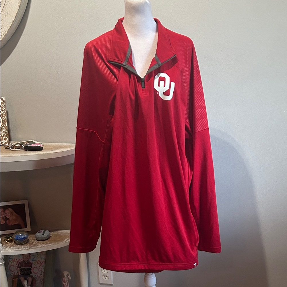 [Fanatics] Red “OU” Logo Quarter Zip - Size 2XL NWT